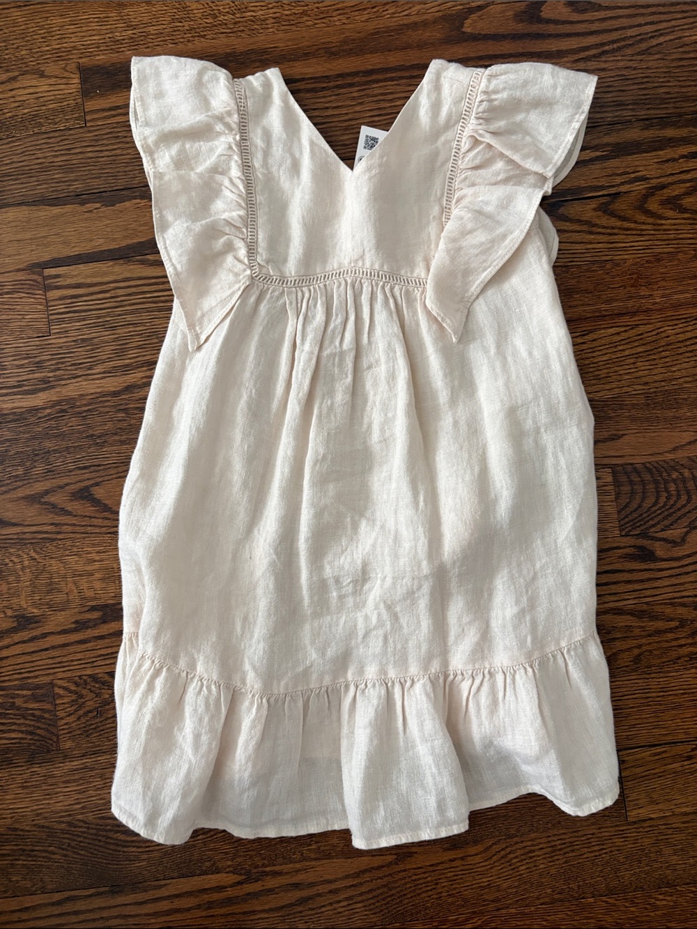 NWT Zara girls cream linen ruffle dress back to school
